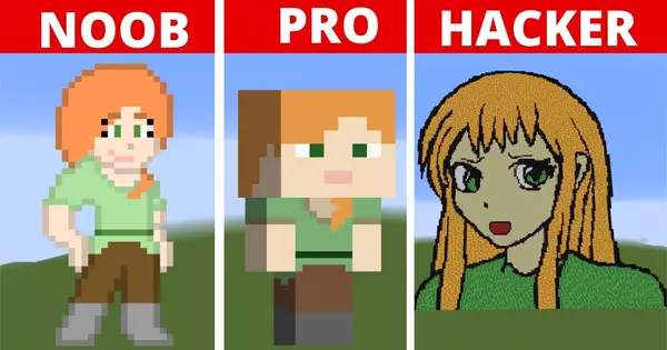 Are You NOOB VS PRO VS HACKER For Minecraft Pixel Art?